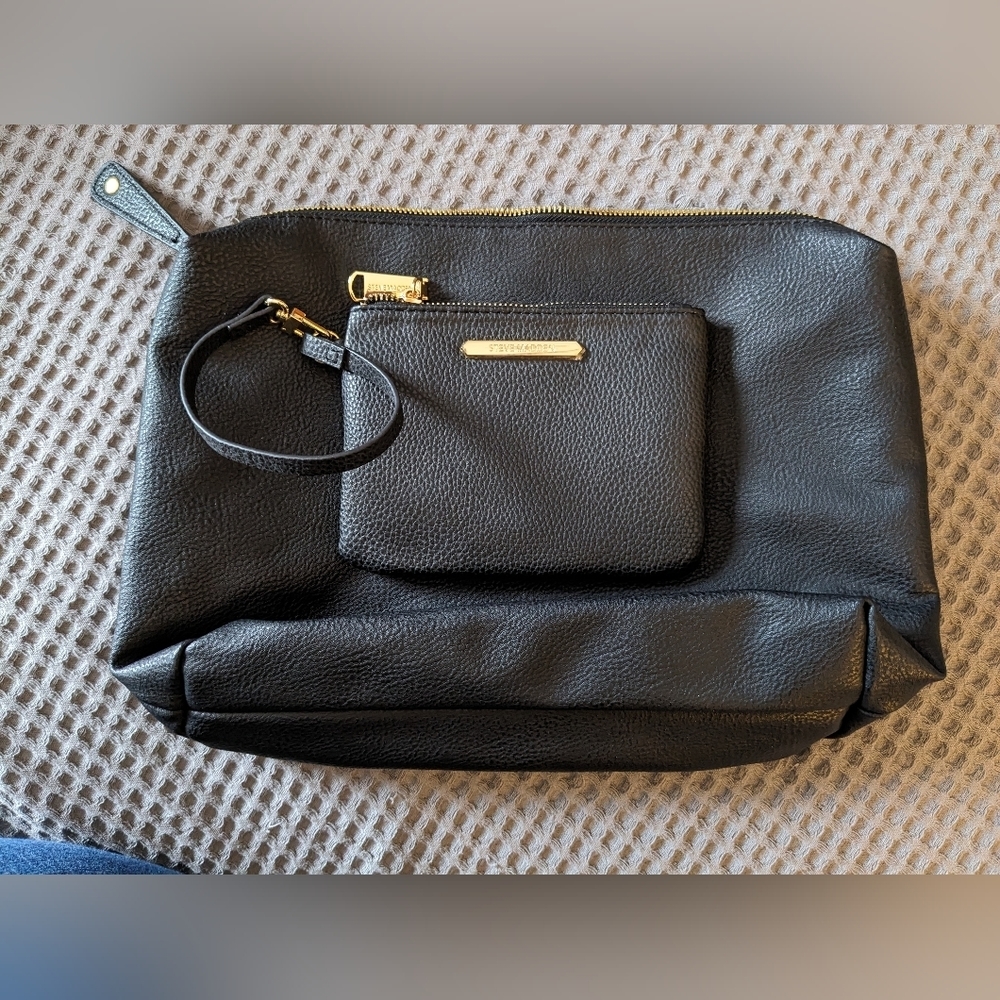Steve Madden faux leather bag and matching wristlet Black